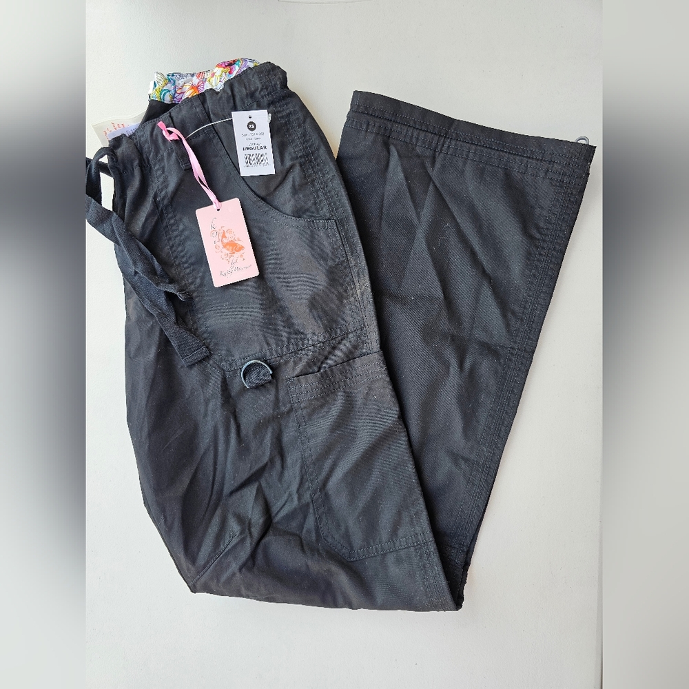 Black Cargo Scrub Pants